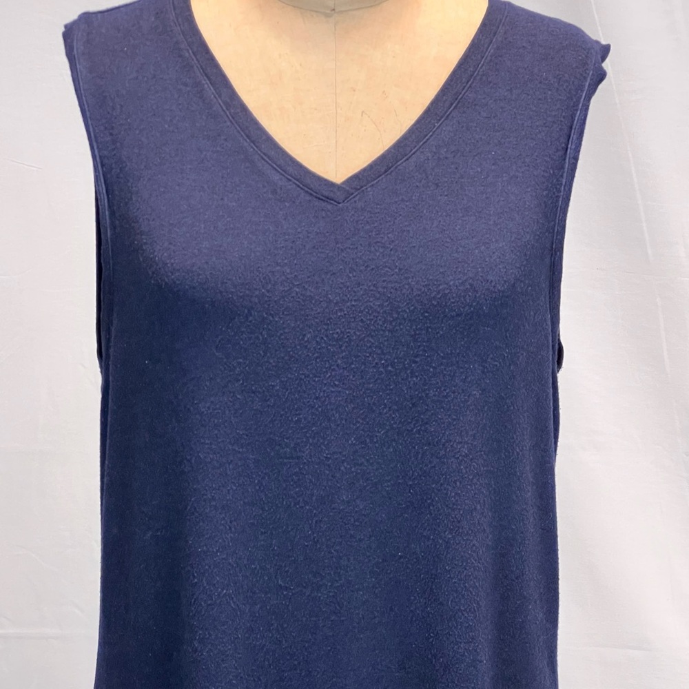 LL Bean indigo long maxi dress sleeveless v neck sundress navy blue stretchy - Picture 6 of 11